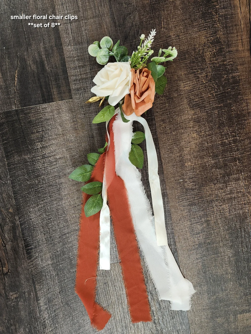 Ling's Moment Sunset Terracotta and Burnt Orange Floral Chair Clips **set Of 20*